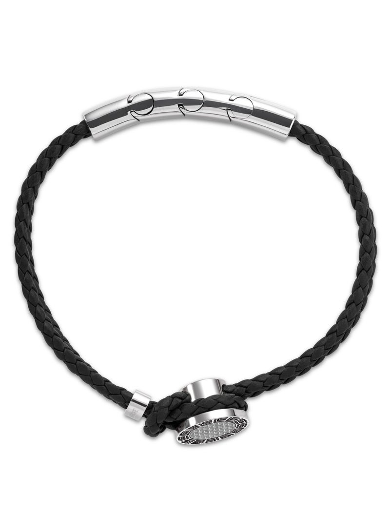 Guy Laroche Marc Black Braided Leather Bracelet for Men - Image 3